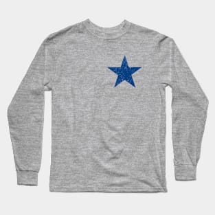 BASIC DEEP BLUE STAR DISTRESSED Weathered Effect Long Sleeve T-Shirt